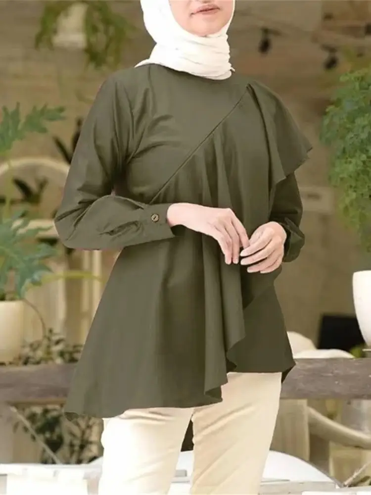 Ramadan Eid Abaya Dubai Turkey Muslim Women Clothing Blouses Islam Saudi Arabia Kebaya Robe Femme Musulmane Shirts Tops