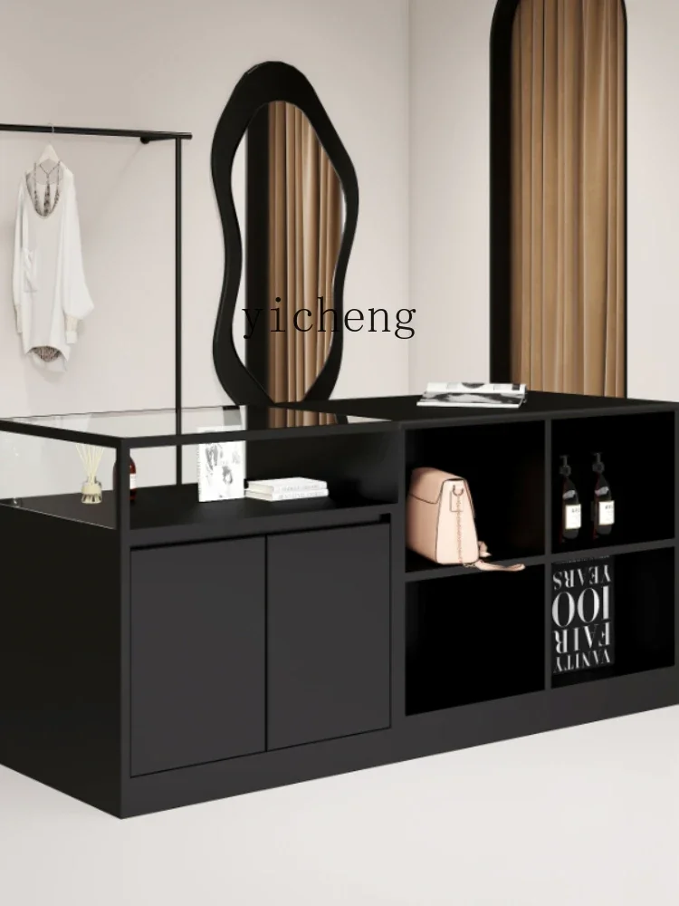 ZC Clothing Store Island Cabinet Display Stand Display Stand Black Shoes Bag Shop Long Display Table