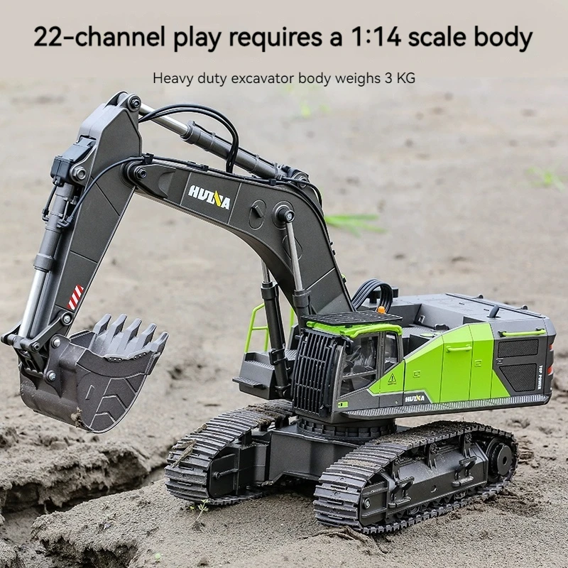Huina 593 Large Alloy Excavator Remote Control Engineering Vehicle 22 Channels Sound And Light Simulation Model Toy for Children