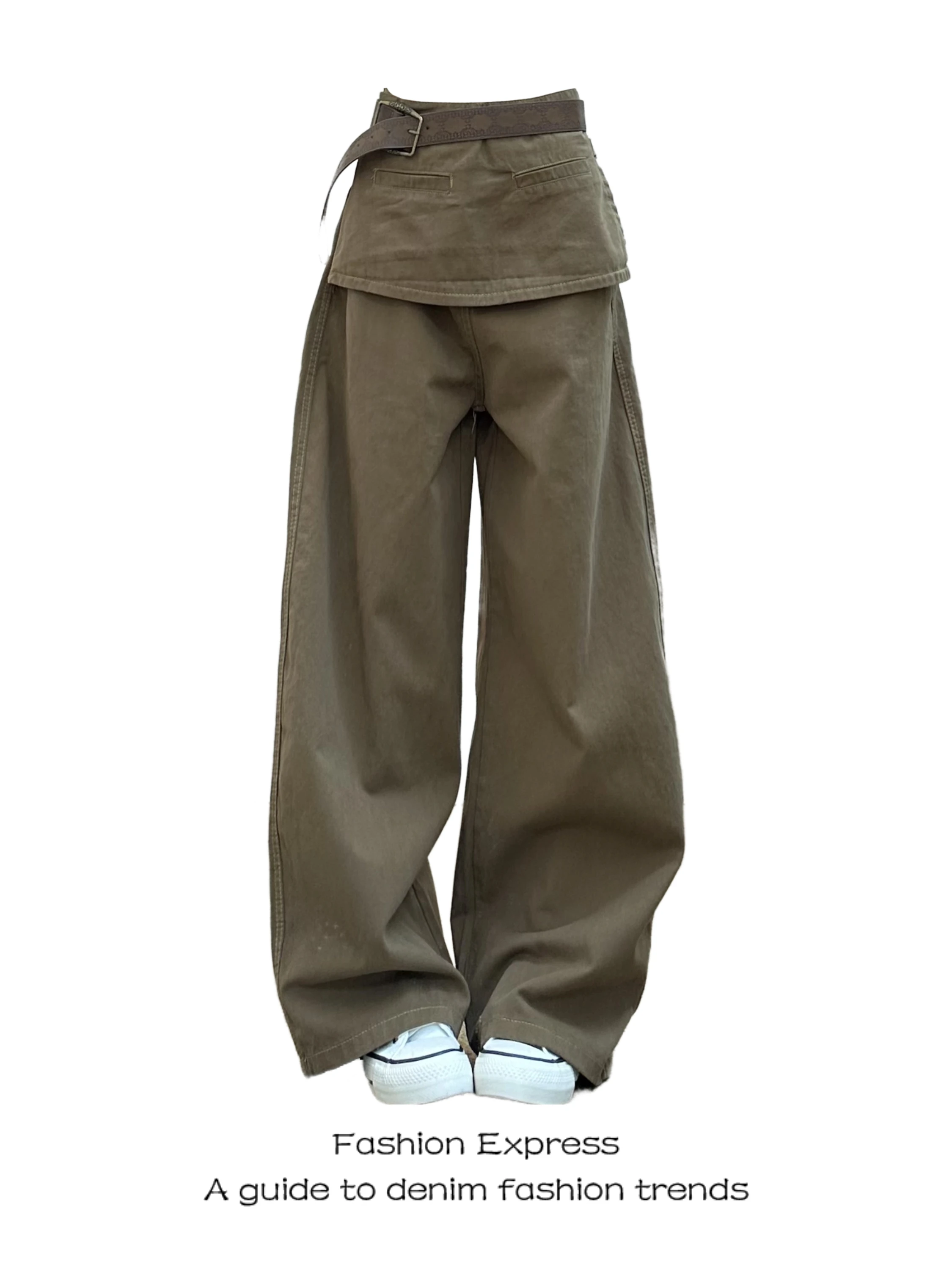

American Sle Retro Skirt Pants Casual High Waist Bell Bot Jeans Women's Spring Autumn Loose Versatile Denim Workwear