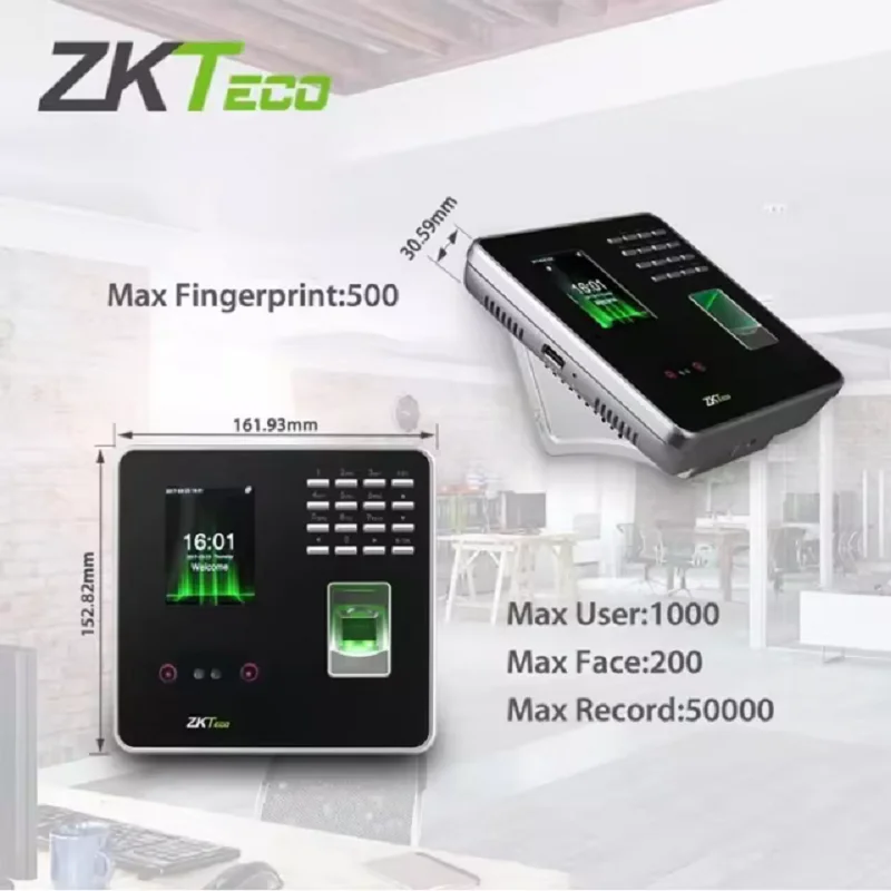 Biometric Facial Recognition Employee Time Attendance Machine ZK3969 Fingerprint Time Clock Recorder Door Access Control System