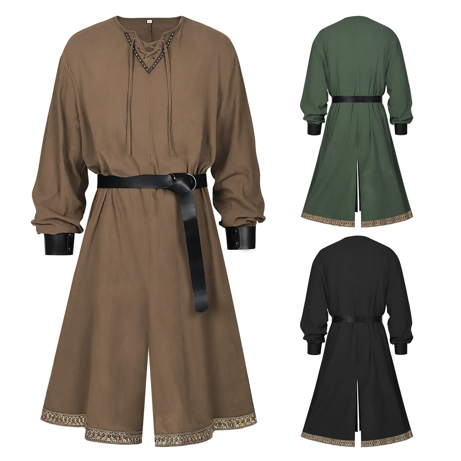 Mittelalterliches grenzüberschreitendes neues Herren-Langoberteil, Halloween-Ritter, Pirat, Retro-Wikinger, Herrenbekleidung, Bühnenkostüm, traditionelles Hanfu