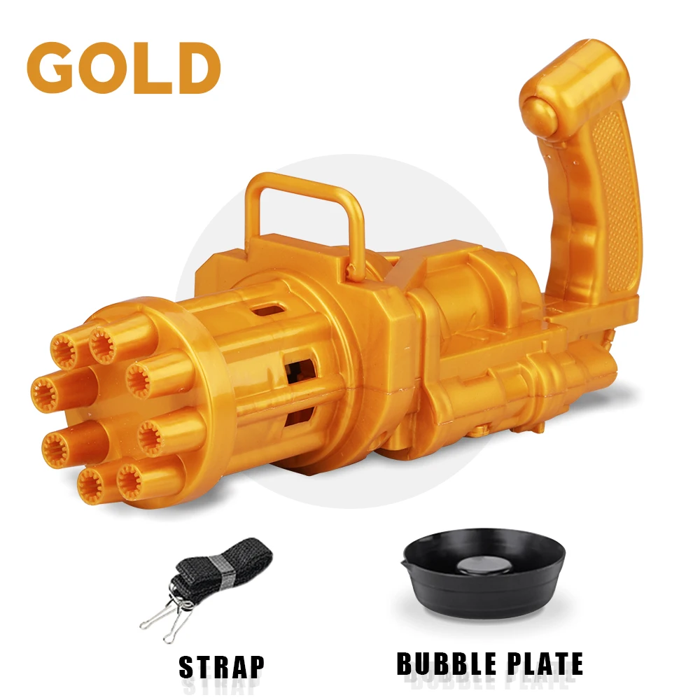 

8 Hole Electric Gatling Bubble Machine Automatic Blower Soap Water Maker Gun for Children Summer Beach Outdoor Kids Boy Toys