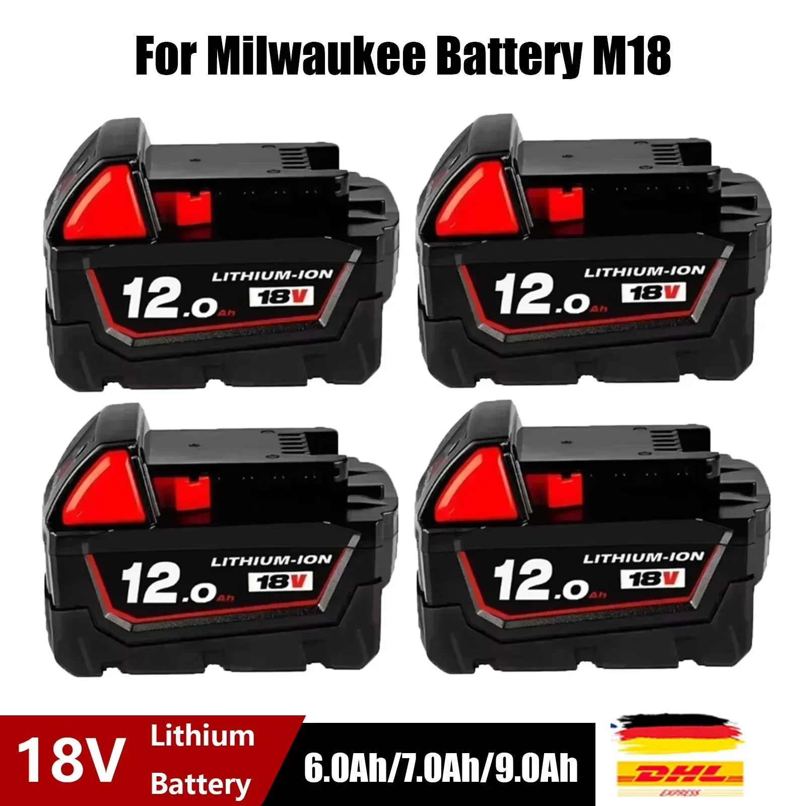 Batteria Milwaukee M18 18V 6.0Ah 9.0Ah 12.0Ah batteria al litio di ricambio per batteria Milwaukee M18 48-11-1815 48-11-1850 2604-22