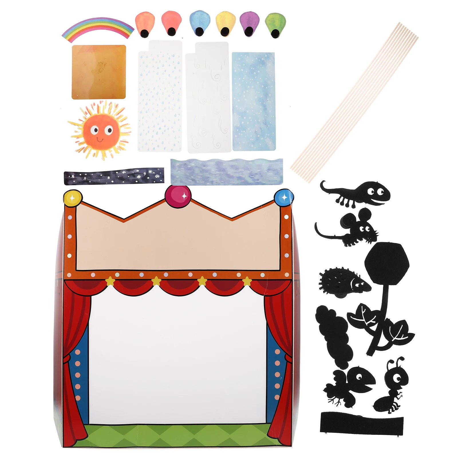 어린이를 위한 1세트 그림자극장, DIY 제작 키트, 창의적인 공예 활동 세트, 무대, 교실 공연