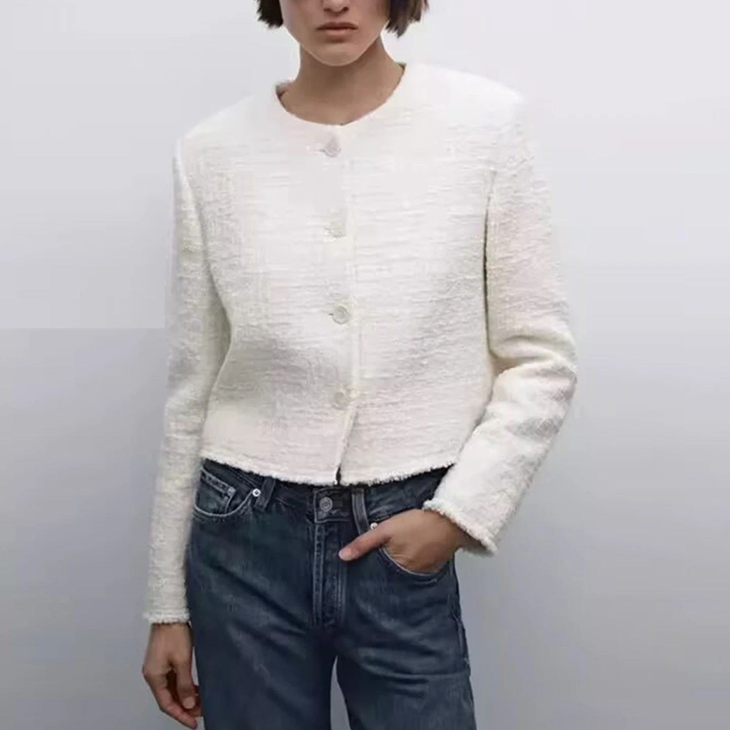 Faionable ronde Ne ort jas MD dames herfst nieuwe Sle Small Fraance Sle polyestervezel ademend woon-werkverkeer Sle