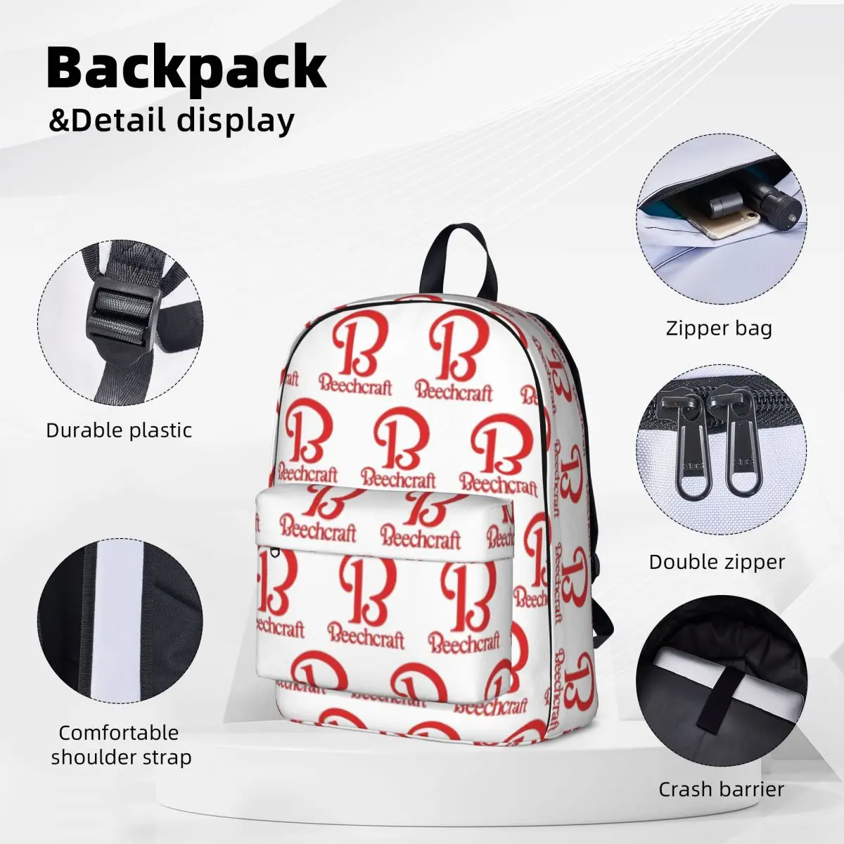 Beechcraft Aircraft Aviation Backpacks Large Capacity Student Book bag Shoulder Bag Laptop Rucksack Casual Children School Bag