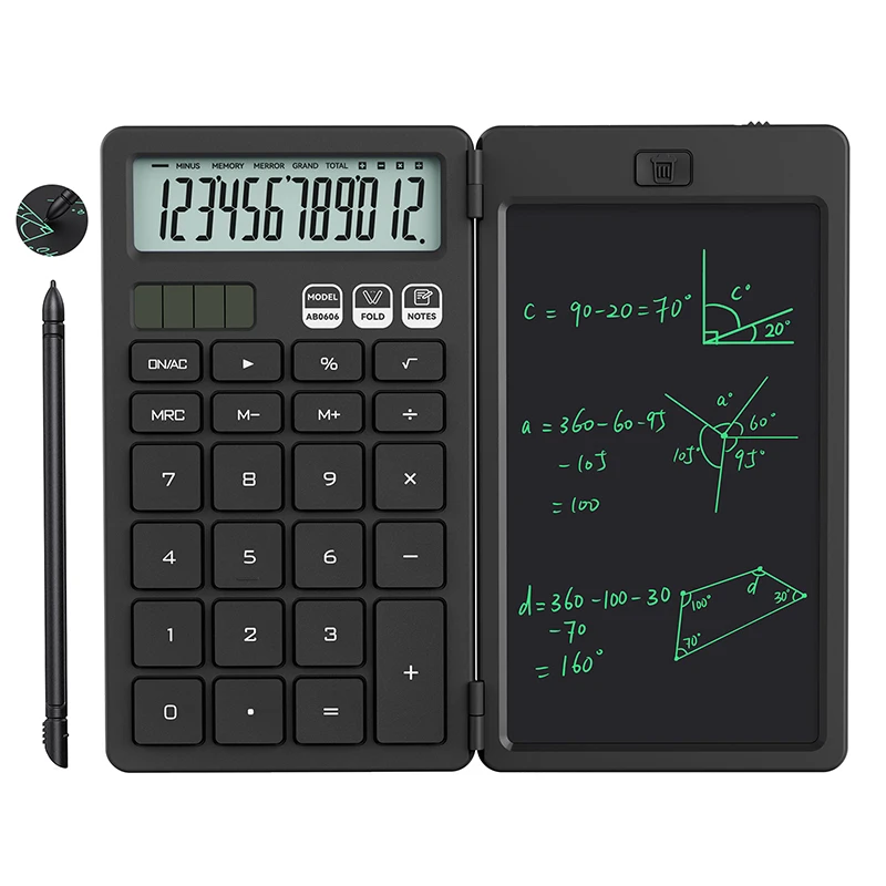 Upgraded Basic Calculator with 6.5 Inch Notepad Standard Calculator Pocket 12 Digits Function 2 in 1 Portable for School Office