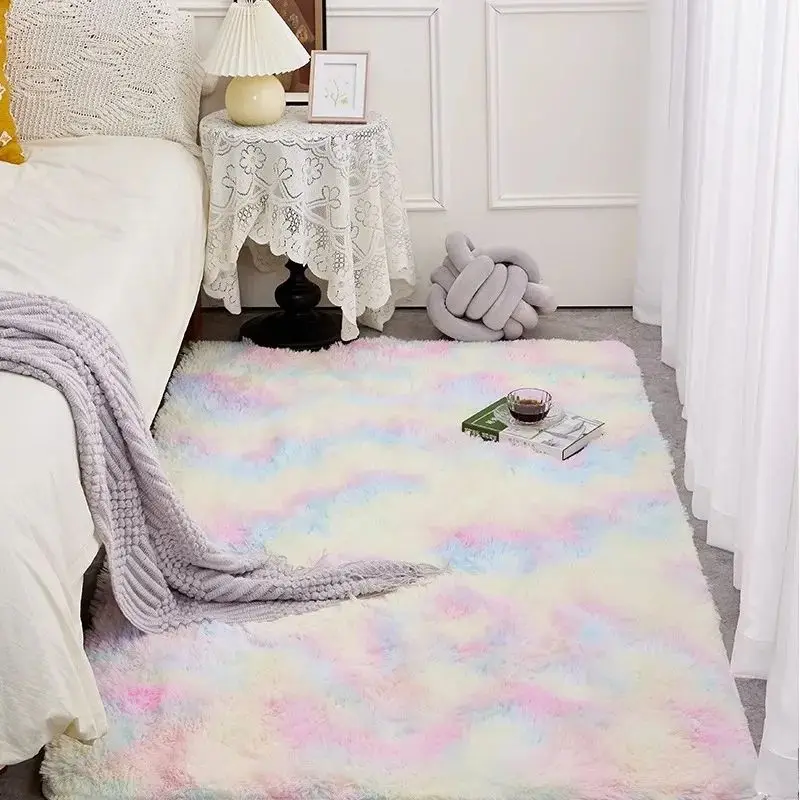 VIKAMA Silk Wool Rugs Luxurious Green Carpet Bedroom Full Of Nordic Ins Living Room Coffee Table Bedside Girl Rroom