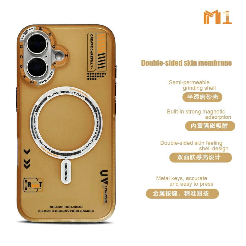 Matte Magnetic Case For iPhone 17 16 15 13 14 Pro Max Plus Magsafe Wireless Charge Frosted Back Metal Lens Frame Buttons Cover - náhled 6