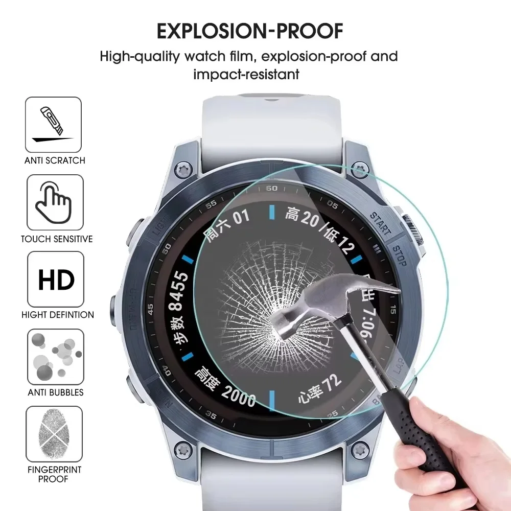 3Pcs 9H Premium Tempered Glass For Garmin Fenix 8 8X 43 47 51mm Smartwatch Screen Protector Film Cover Accessories Fenix 7 7S 7X
