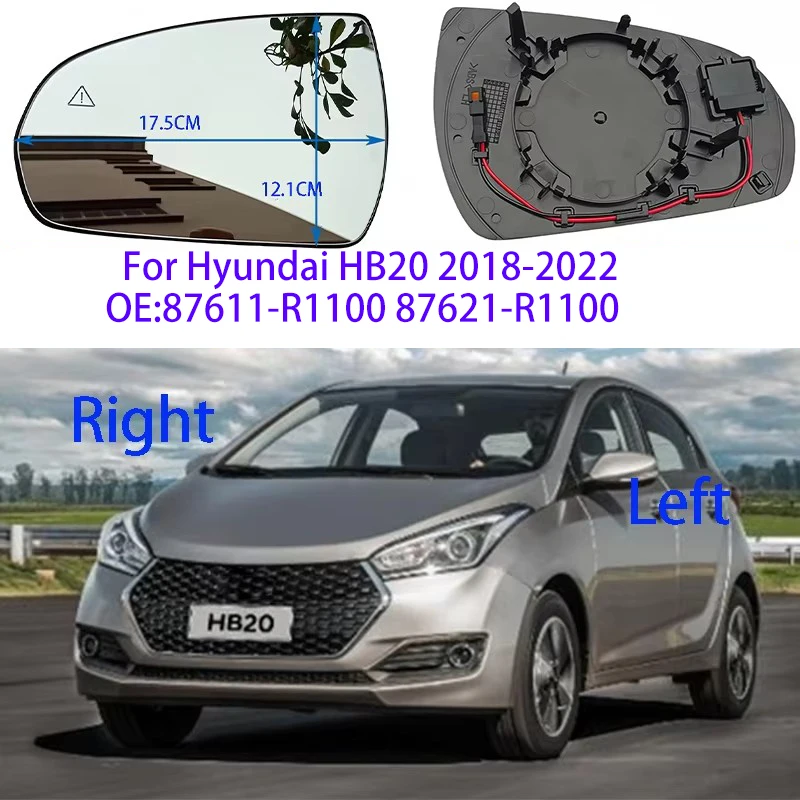 

For Hyundai HB20 2018-2022 Side Mirror Replacement Lens Blind Spot Heating White Glass Waterproof Anti-Fog Brazilian market