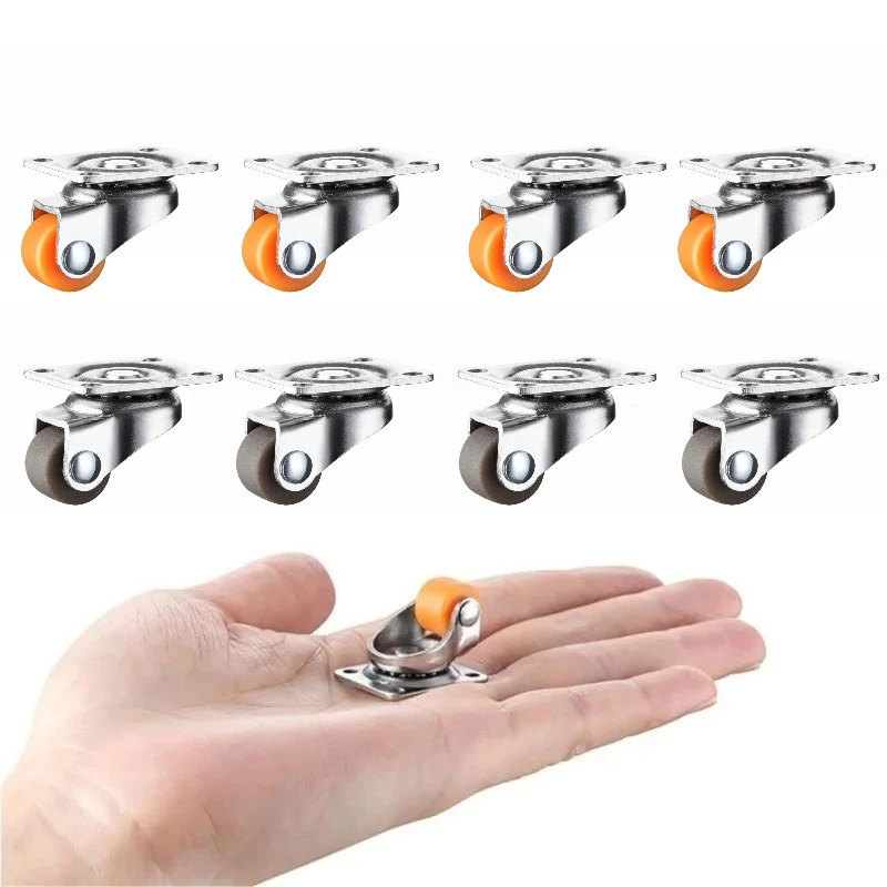0.5inch Universal Wheel Furniture Caster with Soft Rubber 360° Rotation Pulley Furniture Trash Storage Boxes Swivel Casters