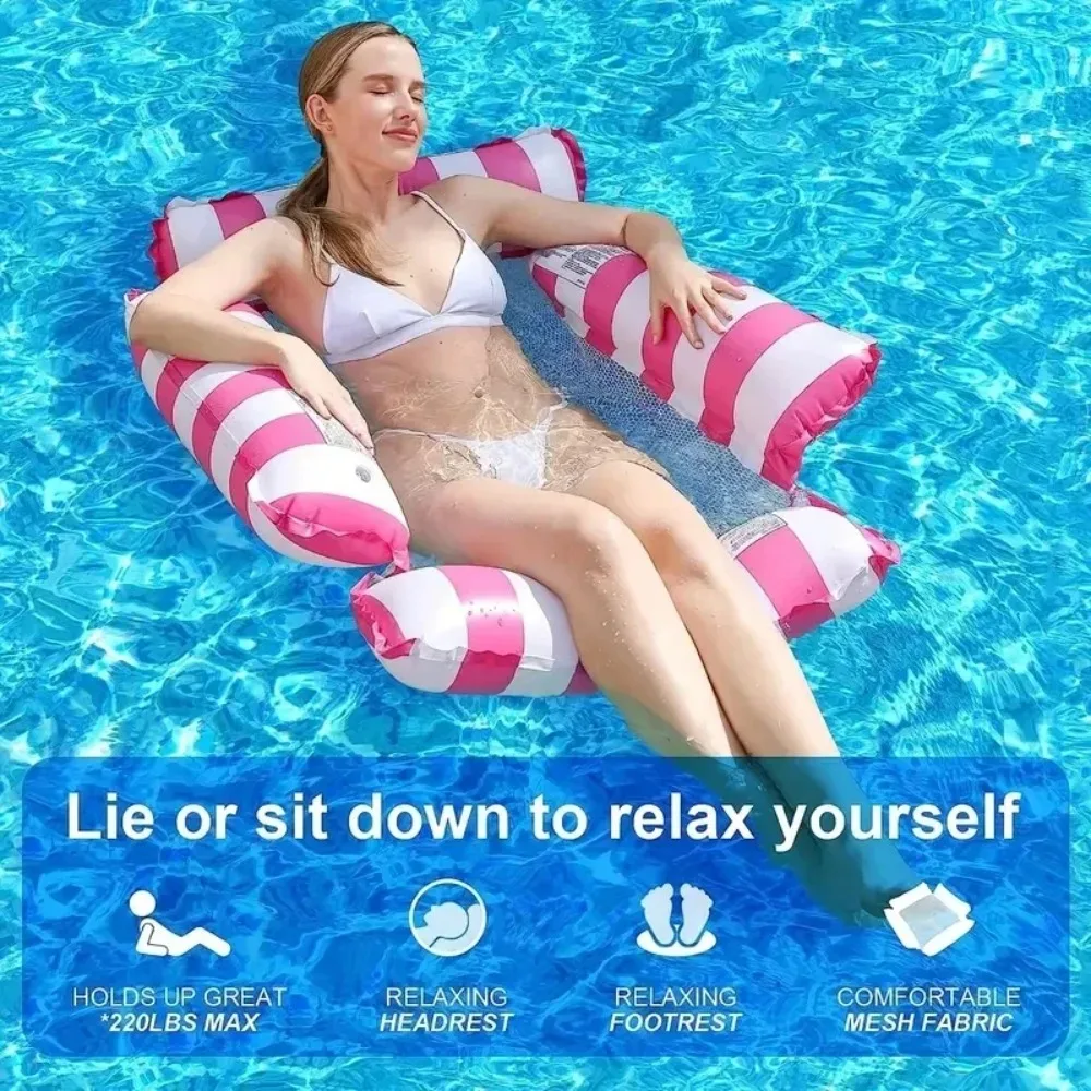 Nylon Mesh Floating Bed PVC Inflatable Four Tube Inflatable Float Row Mesh Material Inflatable Hammock Swimming Water Sofa