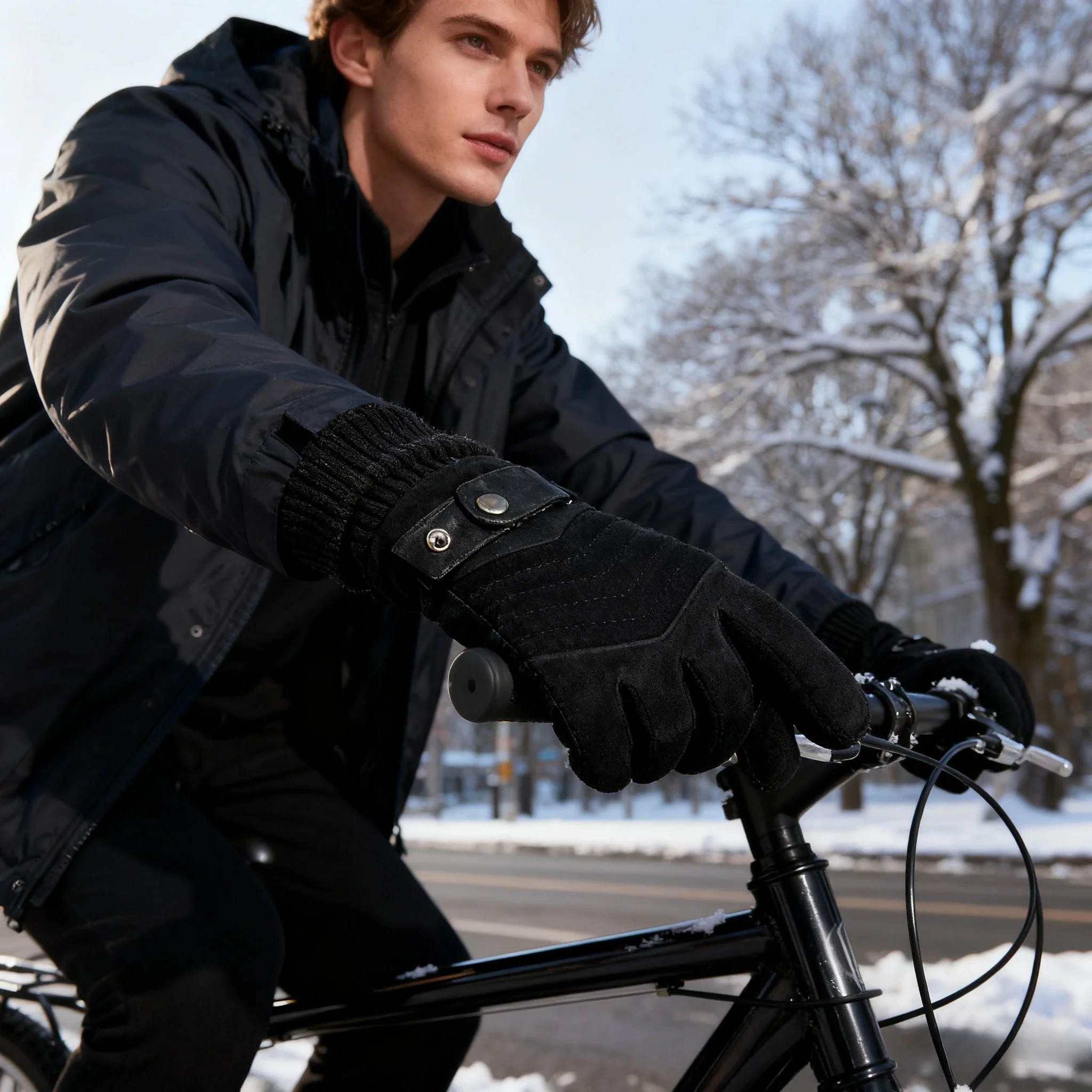 Guanti termici invernali da donna per moto da ciclismo Guanti di sicurezza antiscivolo con touch screen in pelle calda antivento per la stagione fredda