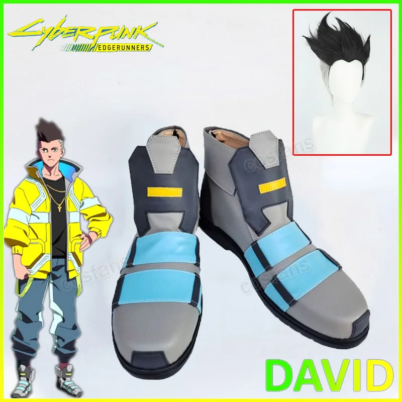 Anime Punk Edgerunners David Martinez Cosplay Costume Boots Stand Collar Jacket Hoodie Zipper Coat Punk Men Halloween Props