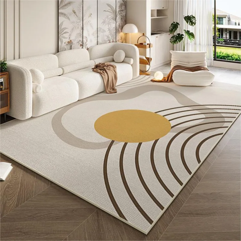 VIKAMA Cremefarbener, einfacher Teppich für Wohnzimmer, Sofa, Matte, rutschfest, leicht zu reinigen, Schlafzimmer, Kleiderschrank, Zimmermatte, Heimdekoration