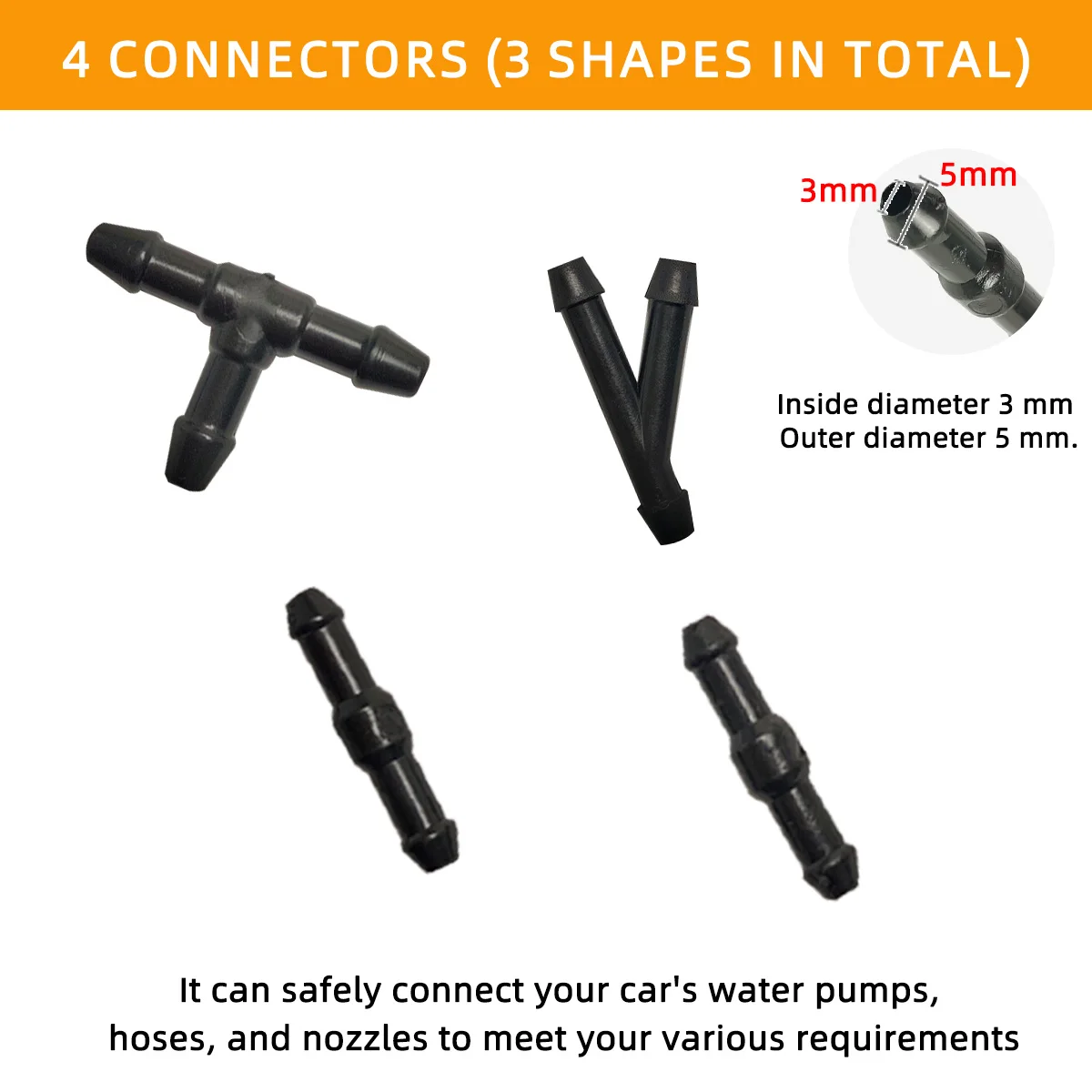 Yitong Windshield Washer Hose Kit 2M Universal Hose Suitable For Front Window Headlight Pump Automotive Accessories
