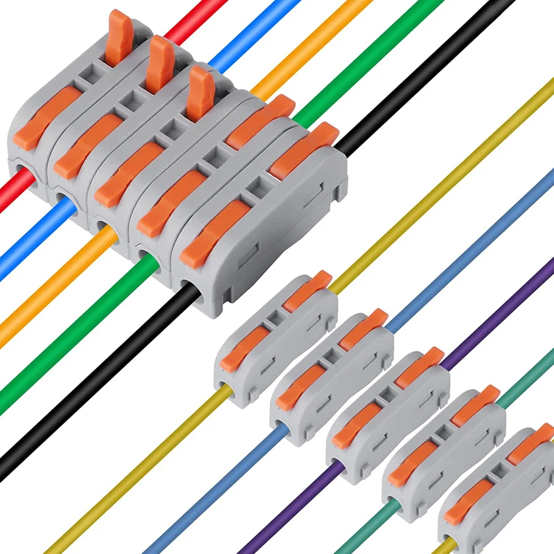 Imagem -02 - Lever Fio Conectores Faça Você Mesmo Mini Compact Splicing Rápido Conector de Cabo Elétrico Porca Fio Termininal Bloco 2412 Awg 100 Pcs