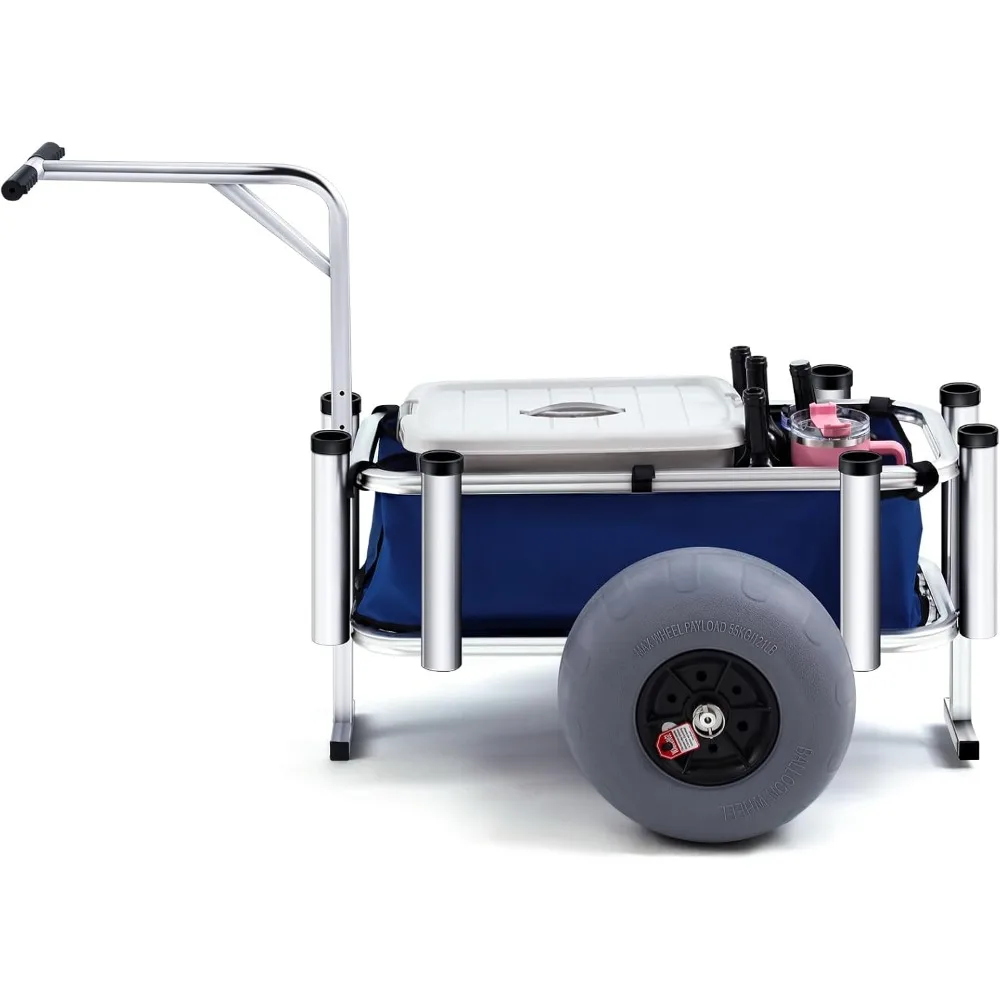 Carrello da pesca da spiaggia ruote a palloncino pneumatico a palloncino Surf Outdoor Heavy Duty alluminio pesca Rolling Wheel Wagon Beach Cart