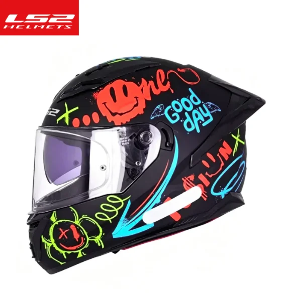 LS2 FF806 Fusion Motorcycle Double Lens Helmet Four Seasons Universal Locomotive Full Helmet Large Tail Brake Light Anti-fog