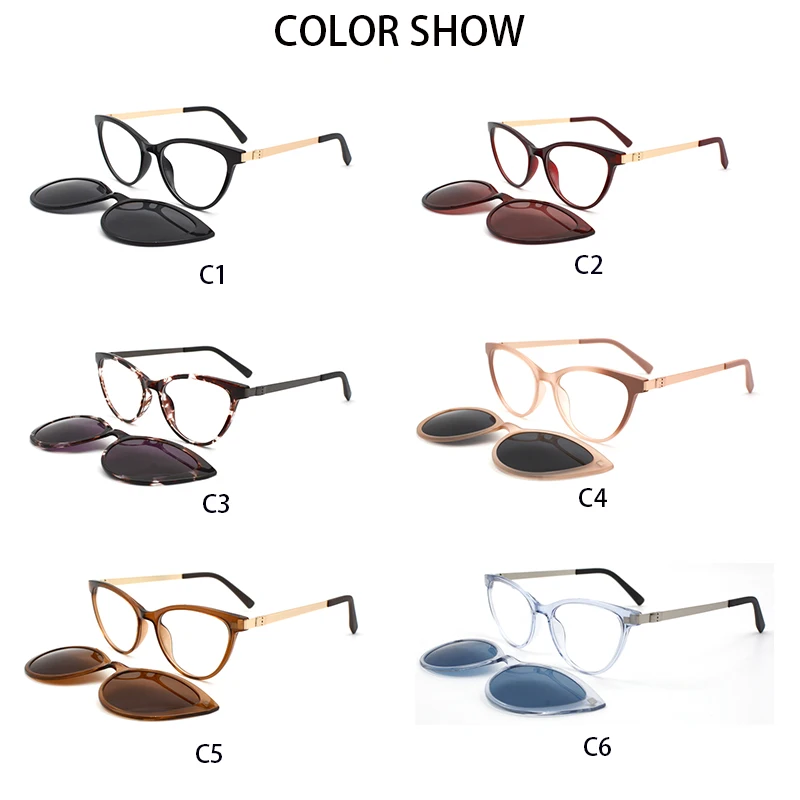 KANDREA Fashion Cat Eye Sunglasses Women  2 In 1 Magnetic Optical Myopia Eyeglasses Popular Prescription Glasses Frame CD6817