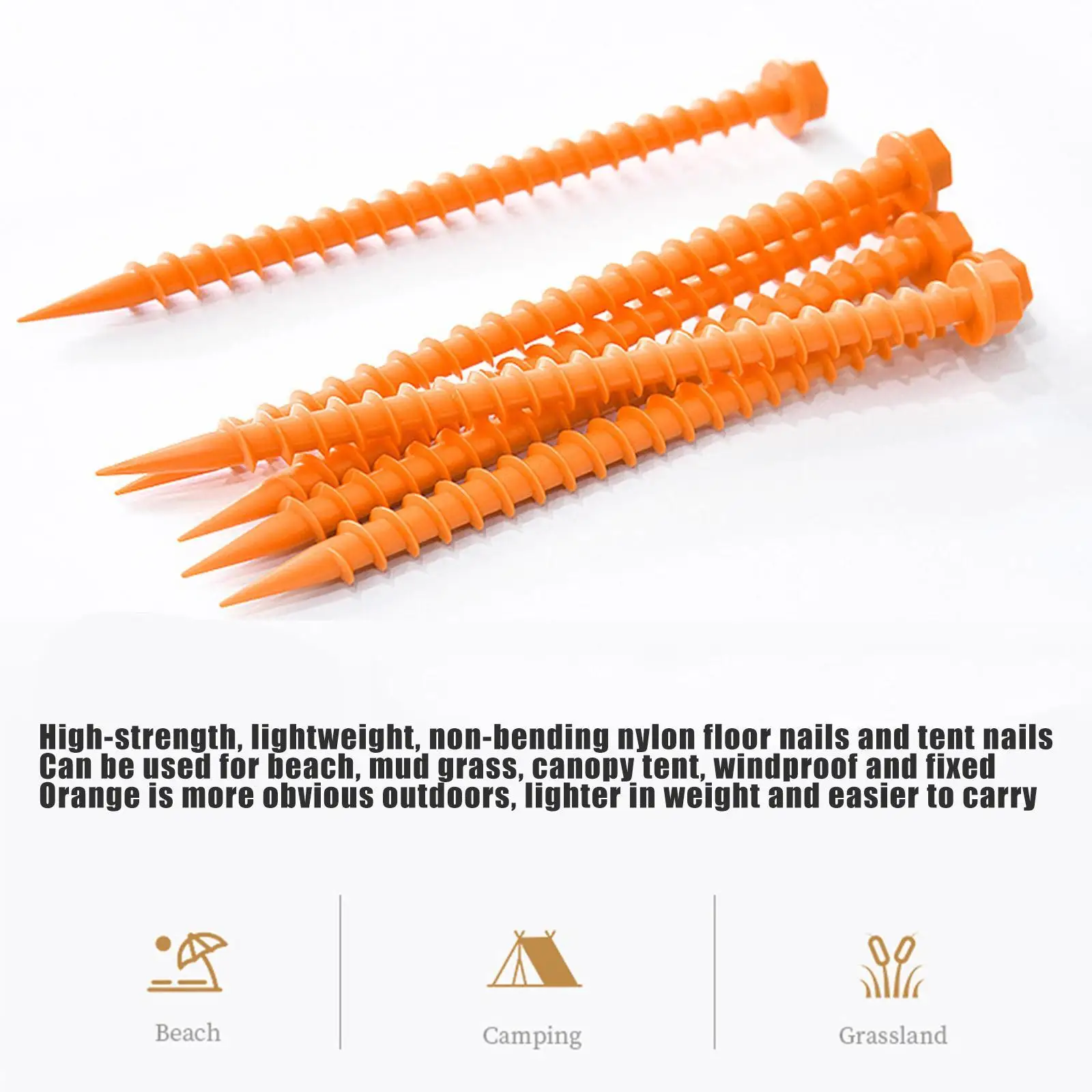 10PCS Plastic Tent Hook Stakes Camping Tents Accessories Ground Support Nails Peg Screw Shelter Tent Stakes Pegs