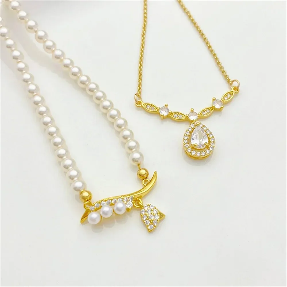 18K مطلية بالذهب زنبق الوادي قطرة الماء حلقة مزدوجة معلقة قلادة اليدوية سوار ذاتي الصنع قلادة مجوهرات اكسسوارات