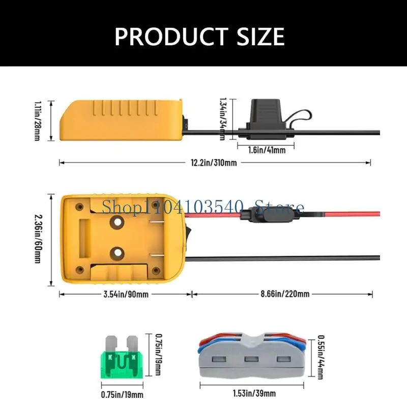02DC Battery Adapter Connector for 18/20V Battery DIY Power Supply Power Wheel Tool
