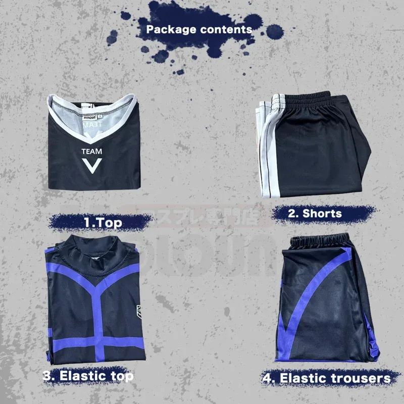 Kostium Cosplay Anime Blue Lock Reo Mikage Nagi Peruka Czarna Koszulka Strój Treningowy Piłkarski Siatka Różowa Syntetyczna XXS-2XL