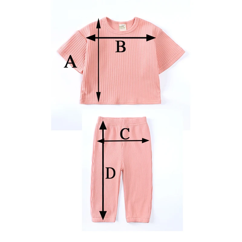 2026 sommer Junge Mädchen Rippen Stricken Outfits Solide Baumwolle Lounge T-shirt + Hosen Für Kleinkind Kinder Casual Kleidung Kinder outsuit – Detail 8