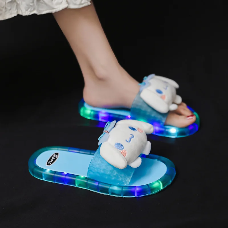 Sanrio Sandals And Slippers Cinnamoroll My Melody Luminous Slippers Y2k Summer Beach Celebrities Super Fashion Cute Home Shoes