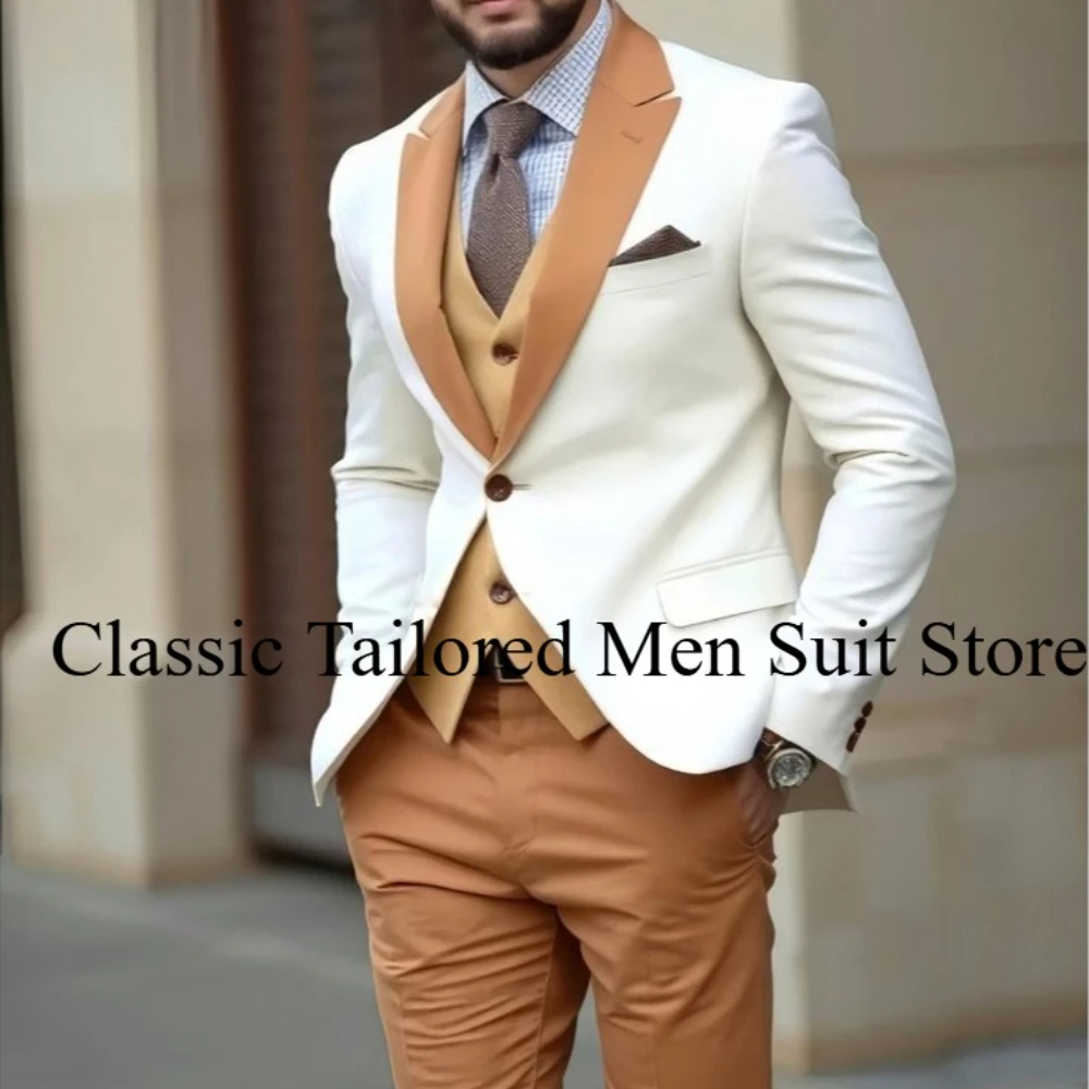 

Men Tuxedo Groom Groomsman Business Suit Wedding Party Special Occasions Male Tuxedo Blazer Pants Vest 3 Piece Set