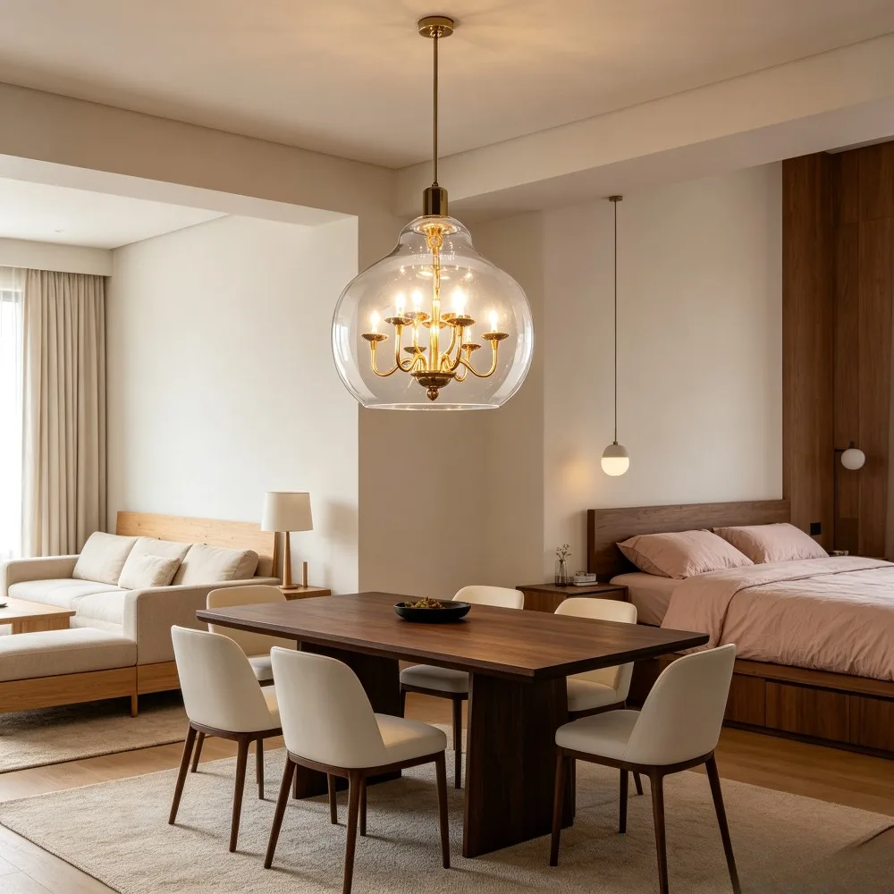 Lighting Dreamy Light Giant Chandelier Black Electroplated Transparent Glass King Hand-blown Pendant Light