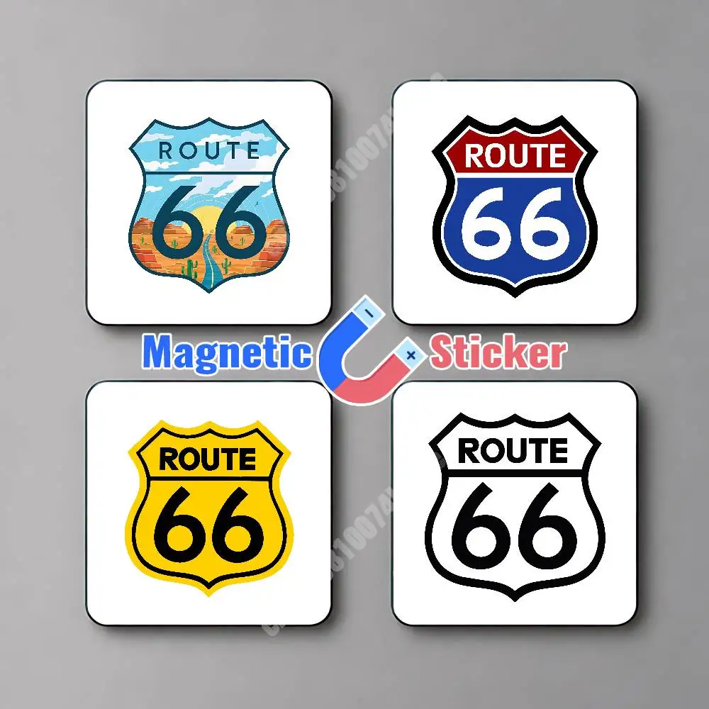 USA Route 66 Historic Mother Road Magnetic Sticker Reusable Fridge Decal for Metal Surfaces Magnet
