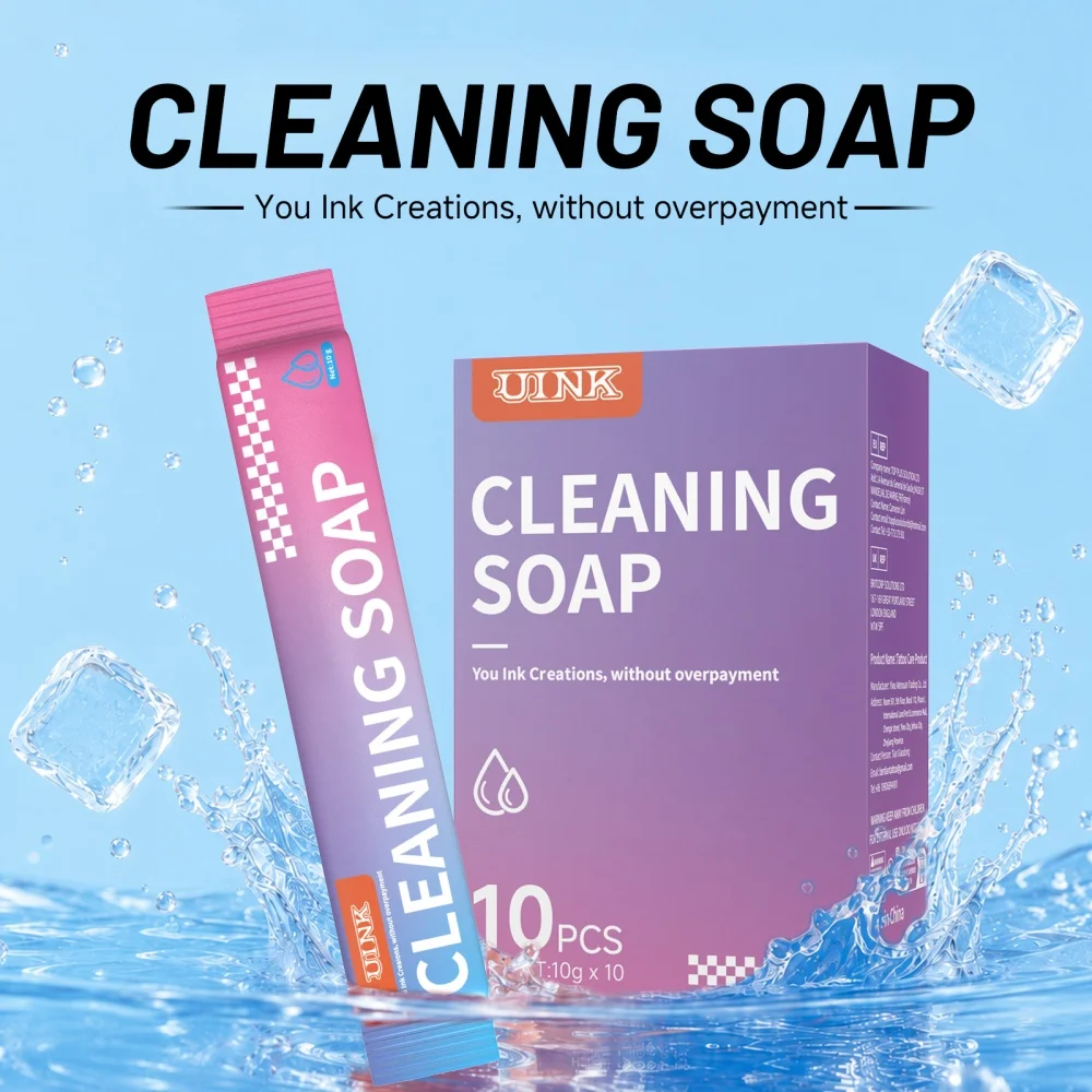 DQFART UINK New In Cleaning Soap One Box 10Pcs Mousse Bottle Pocket Portable Blue Soap Professional Tattoo Artists Supplies