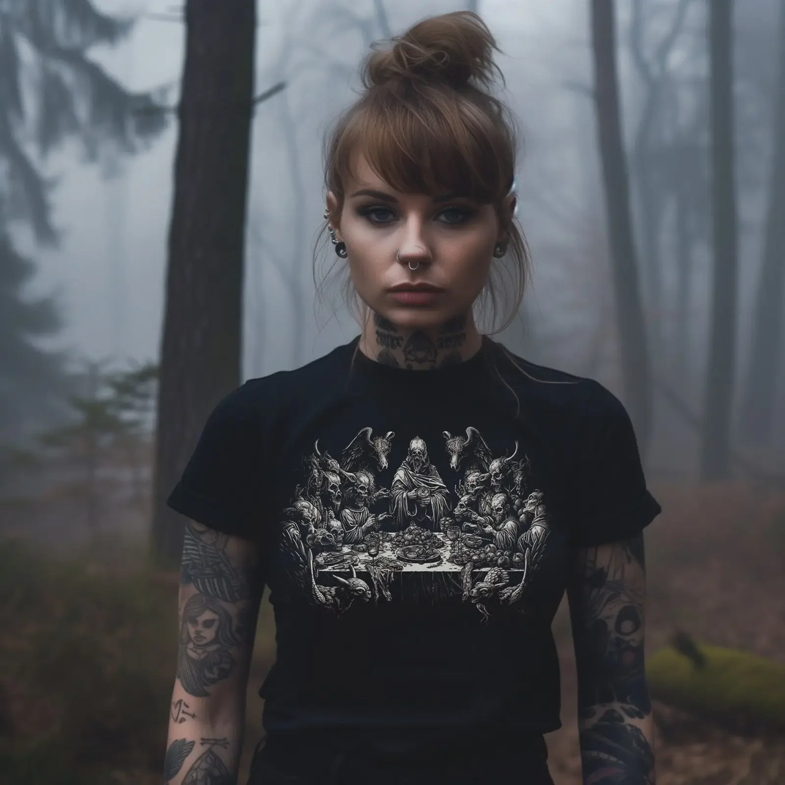 Satanic Last Supper T Shirt Gothic Demonic Occult Alternative Black Metal Witchcraft vintage Washed designer clothes fashion
