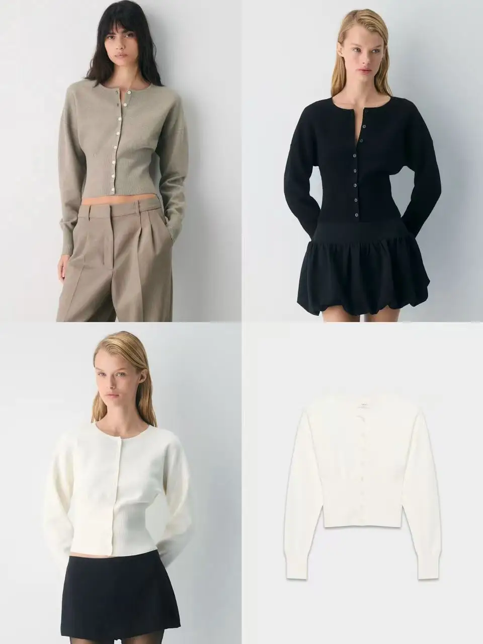 

Aritzia Women's Knitted Button-Up Cardigan Slim Fit round Ne Long Sve Soft Cotton Vintage Pattern ort Length A-Line Sle