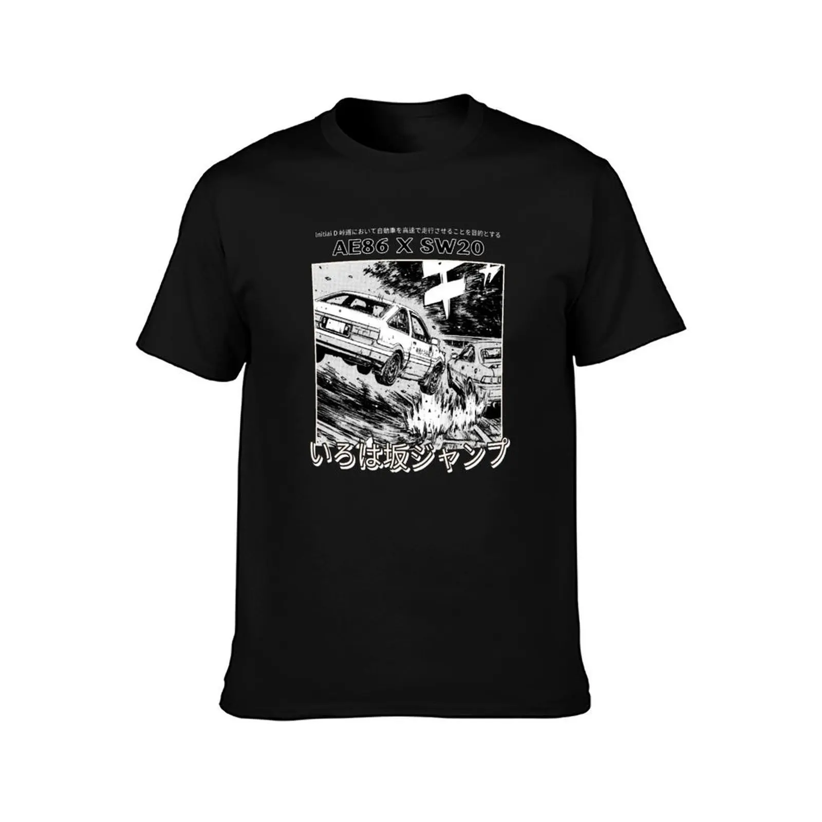 AE86 vs SW20 IROHAZAKA Jump T-Shirt, Summer Casual Cotton Tee, Oversized Streetwear Tops, Vintage Graphic Print, 100% Cotton