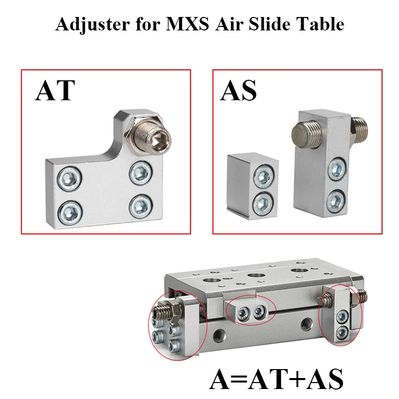 

A/AT/AS Stroke Adjuster On Extension Retraction End Micrometric Stopper For MXS 6/8/12/16/20/25 Air Slide Table Cylinder