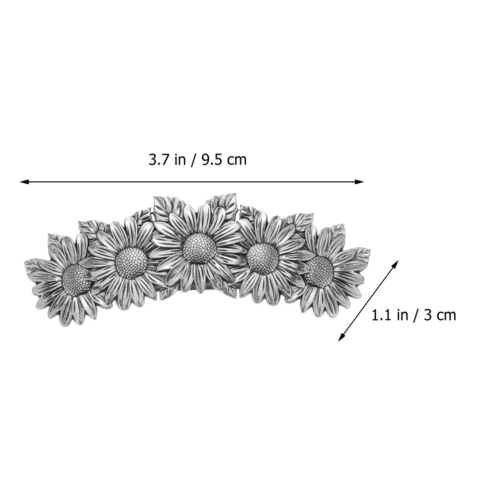 Vintage Viking Hair Clip Daisy Barrette Barrettes for Women Thick Silver Alloy Aesthetic Accessories