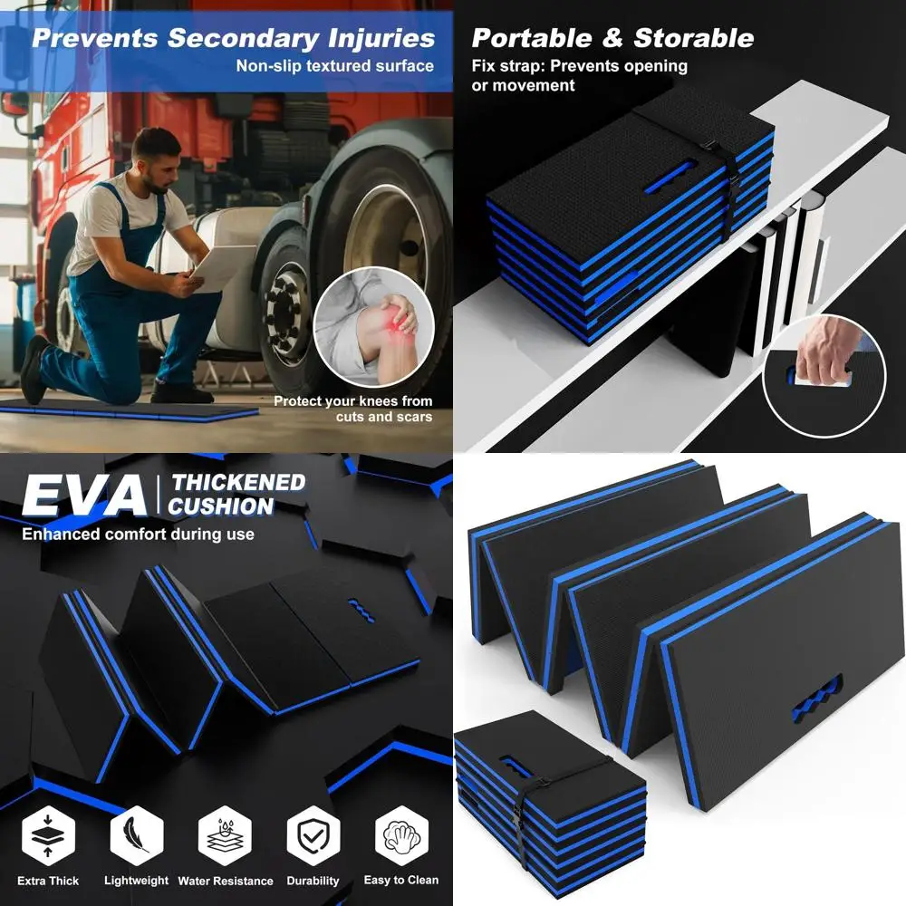

Thick Mechanic Mat, oldable EVA Mat with Magnetic Tool Comparents, Waterproo Mechanic Kneeling Pad with Handle or Garage Worksho
