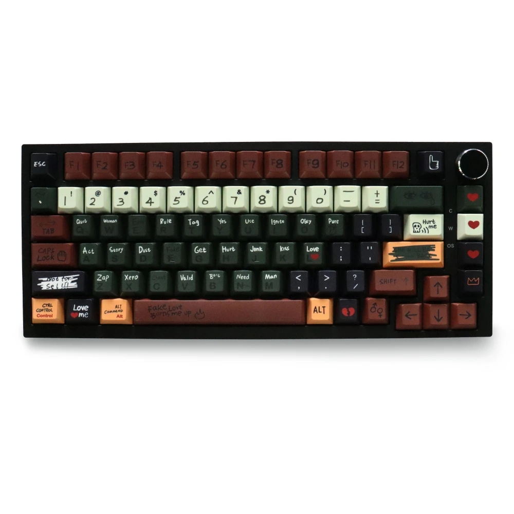 Love Story Durable PBT Material Keycaps 129 Keys Dye-Sub Cherry Profile Keycaps for 61/87/104/108 Mx Switch Mechanical Keyboard