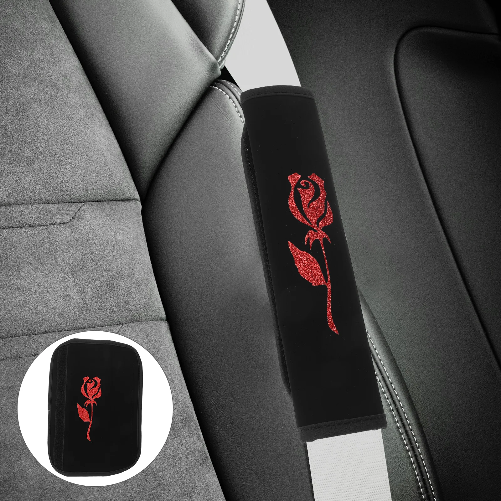 

Cover PU Floral Shoulder Pad Soft Comfortable Cushion for Shoulder Strap Driving Comfort