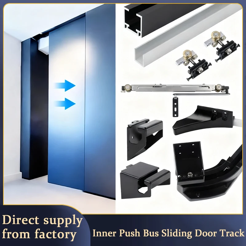 

STARSHINE Heavy Duty Single Hanging Rail Invisible Sliding Door System With Two Way Buffer Damping For Bedroom Wardrobe Bathroom