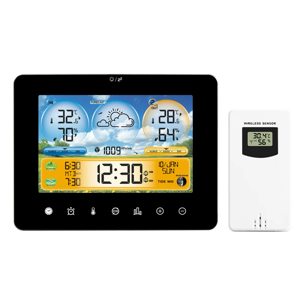 Sophisticated Digital Weather Clock Offering Seamless Tracking of Temperature Humidity Sunrise and Sunset Times