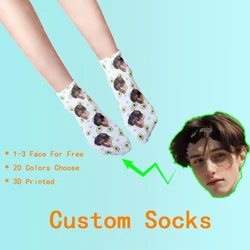 Custom Cartoon Avocado Socks with Faces Funny Letter Printed Photo Pet Socks Personalized Crew Socks Unisex Gift for Men Women