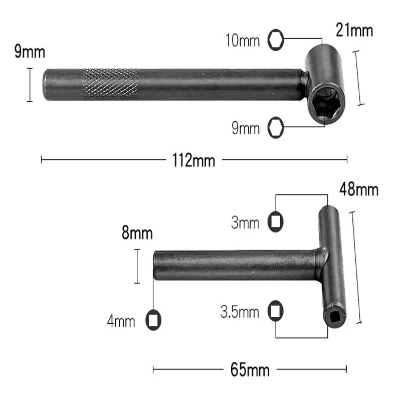 2PCS Motorcycle Engine Valve Adjustment Tool Square Hexagon Socket T Spanner Valve Screw Wrench Clearance Adjusting Spanner