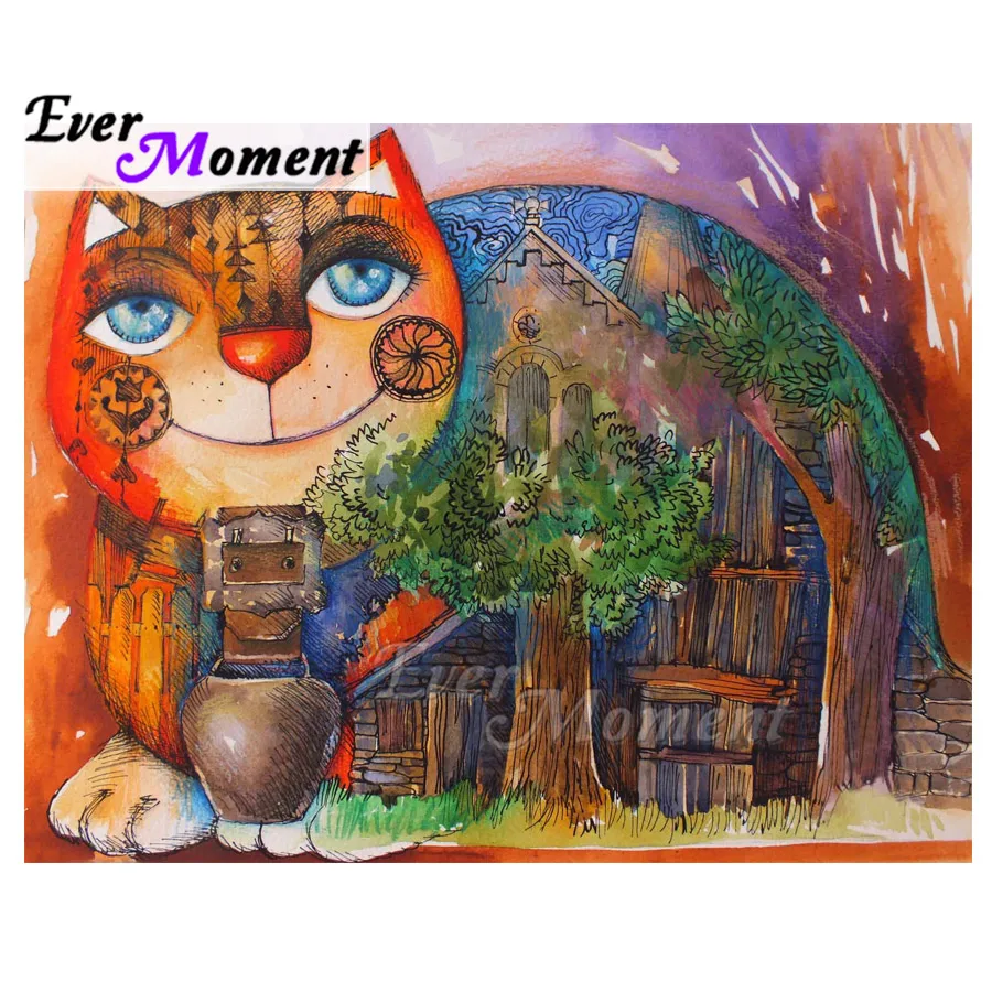 

Cat House Tree Handmade Full Square Mosaic Picture Of Rhinestone Ever Moment Diamond Painting Diamond Embroidery Home ASF1858