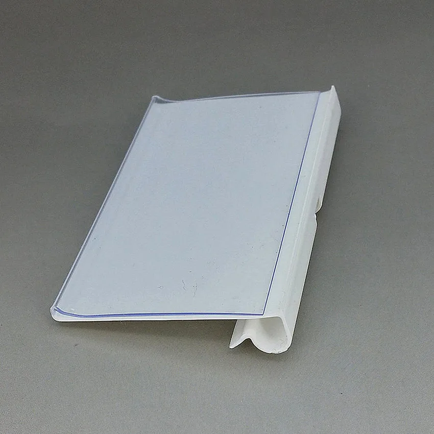 In White Plastic PVC Price Tag Sign Label Display Hanging Holders Supermarket Storage Shelf Rack Hooks 100pcs